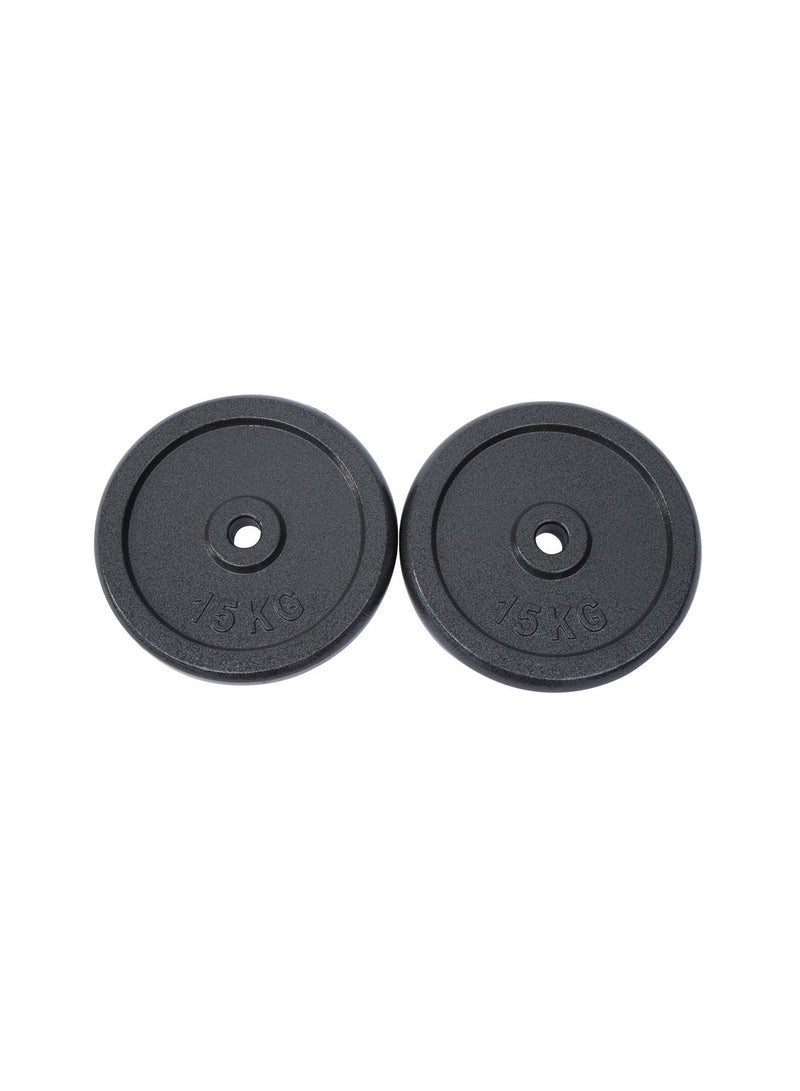 كوماندو زوج اقراص حديد من قطعتين وزن 15 كيلو للأثقال - Image 3